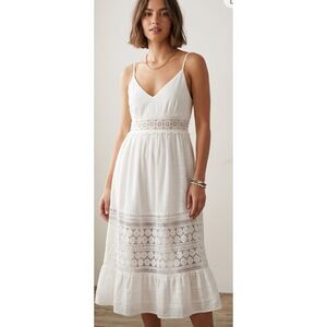 ✨ CIDER White Eyelet Lace Midi Dress Size S ✨